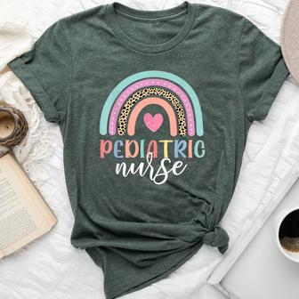 Cute Pediatric Nure Peds Nurse Nursing School Team Rainbow Bella Canvas T-shirt - Monsterry UK