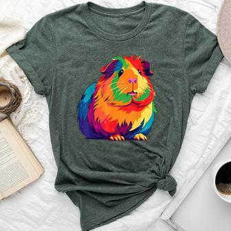 Cute Rainbow Guinea Pig For Guinea Pig Lovers Bella Canvas T-shirt - Monsterry