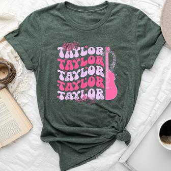 Cute Retro Taylor First Name Personalized Groovy Birthday Bella Canvas T-shirt | Mazezy
