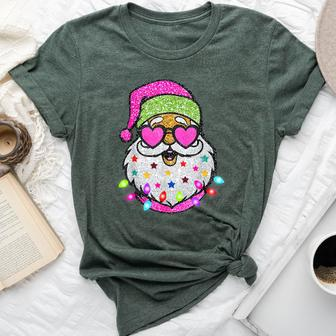 Cute Santa With Sunglasses Bling Bling Christmas Women Bella Canvas T-shirt - Seseable