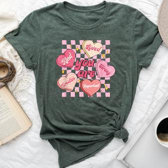 Cute Teacher Valentine Day Retro Heart Candy Self Love Bella Canvas T-shirt | Mazezy