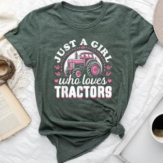 Cute Tractor Pink Just A Girl Who Loves Tractors Bella Canvas T-shirt - Monsterry AU