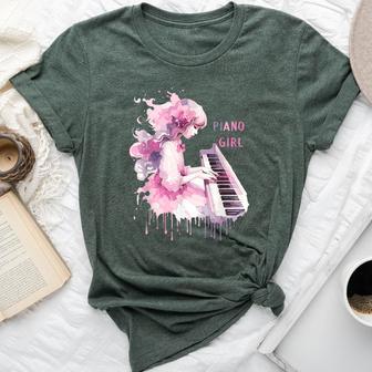 Cute Watercolor Piano Girl Pianist Keyboard Musician Music Bella Canvas T-shirt - Thegiftio UK