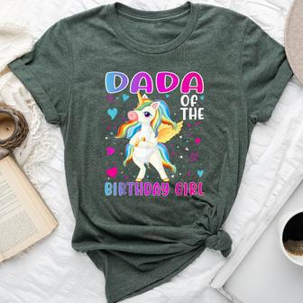 Dada Of The Birthday Girl Flossing Unicorn Dada Bella Canvas T-shirt | Mazezy