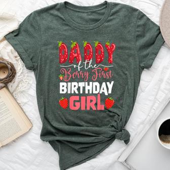Daddy Of The Berry First Birthday Of Girl Strawberry Dad Bella Canvas T-shirt - Thegiftio UK