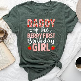 Daddy Of The Berry First Birthday Girl Sweet Strawberry Bella Canvas T-shirt - Seseable