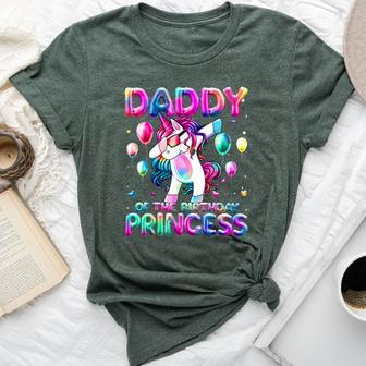 Daddy Of The Birthday Princess Girl Dabbing Unicorn Daddy Bella Canvas T-shirt - Thegiftio UK