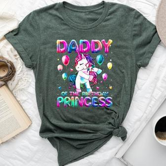 Daddy Of The Birthday Princess Girl Flossing Unicorn Daddy Bella Canvas T-shirt - Thegiftio UK