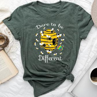 Dare To Be Different Bee Puzzle Cool Autism Awareness Bella Canvas T-shirt - Monsterry UK