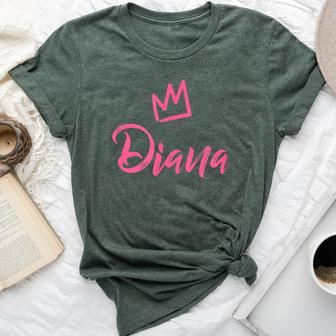 Diana The Queen Pink Crown & Name For Called Diana Bella Canvas T-shirt - Seseable