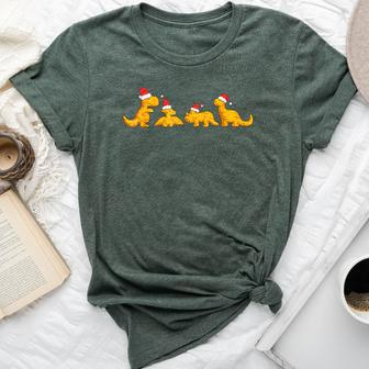 Dino Chicken Nuggets Dinosaur Shape Nuggets Christmas Bella Canvas T-shirt | Mazezy