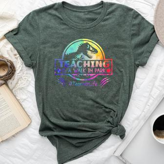 Dinosaur Teacher Humor Teaching Is A Park Bella Canvas T-shirt | Mazezy