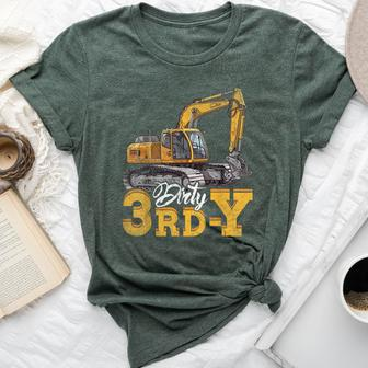 Dirty 3Rd-Y 3 Years Old Boys Girls Excavator 3Rd Birthday Bella Canvas T-shirt - Monsterry