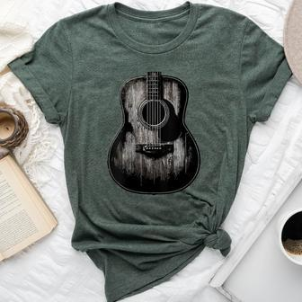 Distressed Acoustic Guitar Vintage Player Rock & Roll Music Bella Canvas T-shirt - Monsterry