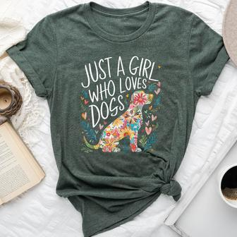 Dog Cute Just A Girl Who Loves Dogs Bella Canvas T-shirt - Seseable