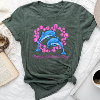 Dolphins Heart Flower Happy Mother's Day 2023 For Mom Bella Canvas T-shirt - Thegiftio UK