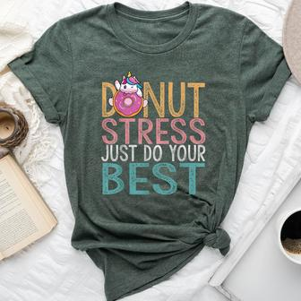 Donut Stress Just Do Your Best Testing Day Teacher Unicorn Bella Canvas T-shirt - Monsterry