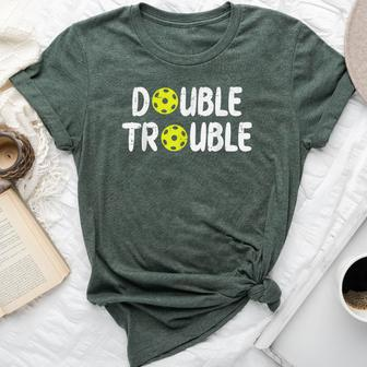 Double Pickleball Trouble Pickle Ball Matching Kid Bella Canvas T-shirt - Monsterry