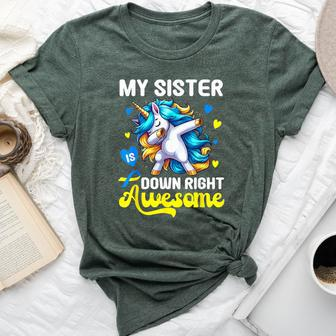 Down Syndrome Sister Awareness Day Down Right Awesome Sister Bella Canvas T-shirt | Mazezy