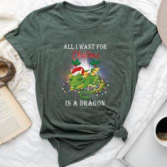 Dragon Lovers All I Want For Christmas Is A Dragon Girls Bella Canvas T-shirt - Seseable