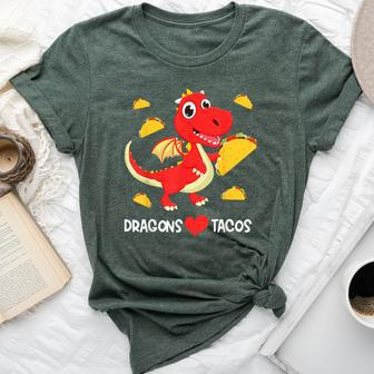 Dragons Love Tacos Cute Dragon Lover Boy Girl Mexico Taco Bella Canvas T-shirt - Seseable