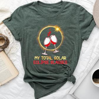 Drinking Wine And Watching My Total Solar Eclipse Glasses Bella Canvas T-shirt | Mazezy UK