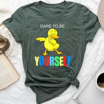 Duck Dabbing Autism Awareness Dare To Be Yourself Bella Canvas T-shirt - Monsterry