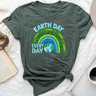 Earth Day Every Day Rainbow Earth Day Awareness Planet Bella Canvas T-shirt | Mazezy