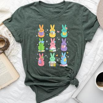 Easter Day Bunny Reading Teacher Rabbit School Book Lover Bella Canvas T-shirt - Seseable