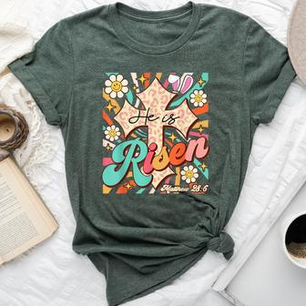 Easter Retro Groovy He Is Risen Jesus Easter Bella Canvas T-shirt | Mazezy