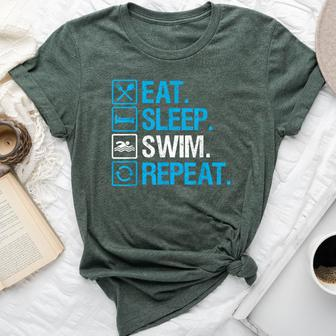 Eat Sleep Swim Repeat Swimming Swimmer For Men Bella Canvas T-shirt | Mazezy