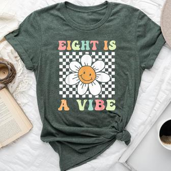 Eight Is A Vibe Cute Groovy 8Th Birthday Party Daisy Flower Bella Canvas T-shirt - Thegiftio UK