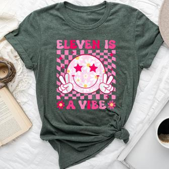 Eleven Is A Vibe Groovy 11Th Birthday 11 Year Old Girls Cute Bella Canvas T-shirt - Seseable
