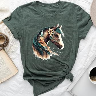 Equestrian Horse Portrait Western Horseback Riding For Girls Bella Canvas T-shirt | Mazezy