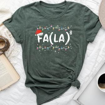 Fa La 8 Christmas Math Teacher Santa Hat Xmas Pajamas Bella Canvas T-shirt | Mazezy