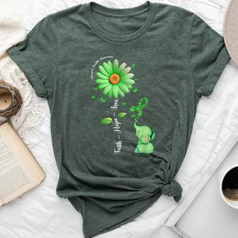 Faith Hope Love Sunflower Elephant Mental Health Awareness Bella Canvas T-shirt - Seseable