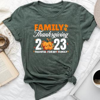 Family Thanksgiving 2023 Fall Turkey Family Group Matching Bella Canvas T-shirt - Monsterry DE