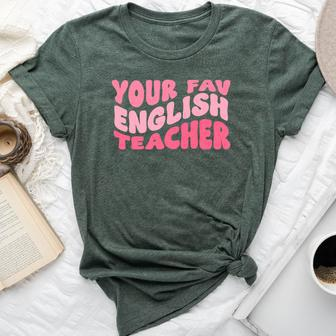 Your Fav English Teacher On Front Retro Groovy Pink Bella Canvas T-shirt | Mazezy AU