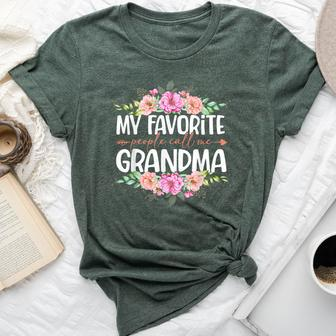 My Favorite People Call Me Grandma Floral Mother's Day Bella Canvas T-shirt - Seseable