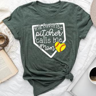 My Favorite Pitcher Calls Me Mom Softball Cute Mama Bella Canvas T-shirt - Monsterry AU