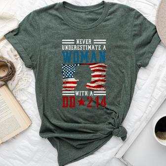 Female Veteran Never Underestimate A Woman With A Dd-214 Bella Canvas T-shirt - Seseable