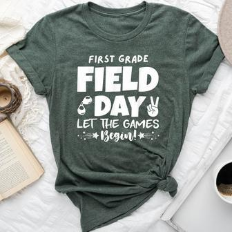 Field Day First 1St Grade Orange 2024 Boy Girl Teacher Bella Canvas T-shirt - Seseable