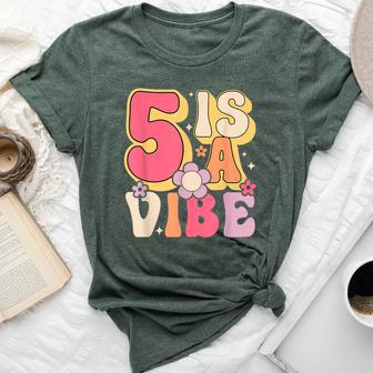 Five Is A Vibe Birthday 5 Years Old Groovy Retro Bella Canvas T-shirt - Seseable
