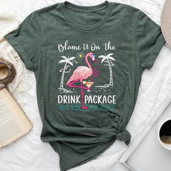 Flamingo Cruise Blame It On The Drink Package Drinking Booze Bella Canvas T-shirt - Thegiftio UK