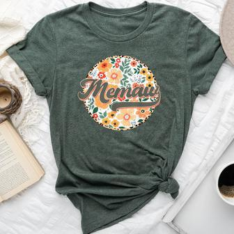 Floral Memaw Retro Groovy Mother's Day Birthday Bella Canvas T-shirt | Mazezy