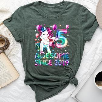 Flossing Unicorn 5 Year Old 5Th Birthday Girl Unicorn Party Bella Canvas T-shirt | Mazezy