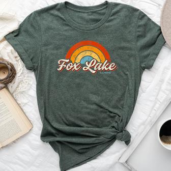 Fox Lake Illinois Il Vintage Rainbow Retro 70S Bella Canvas T-shirt - Monsterry UK