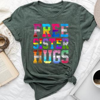 Free Sister Hugs Pride Month Rainbow Transgender Flag Lgbtq Bella Canvas T-shirt - Monsterry AU