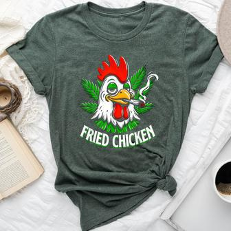 Fried Smoking Chicken 420 Marijuana Weed Leaf Pots 420 Bella Canvas T-shirt | Mazezy