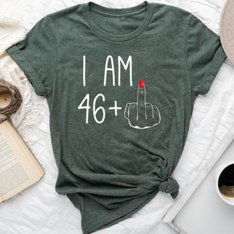 47Th Birthday Girl I Am 46 Plus 1 Middle Finger Bella Canvas T-shirt | Mazezy
